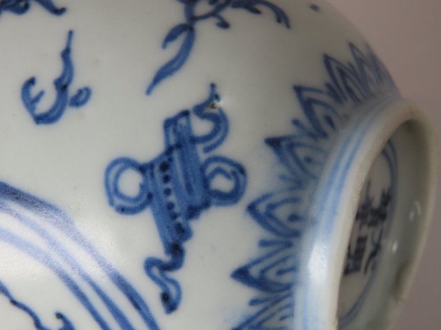 古玩陶瓷線描鳳紋青花杯真品鑒賞圖