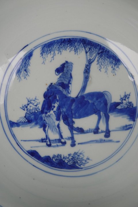 古玩陶瓷馬紋青花碗真品鑒賞圖