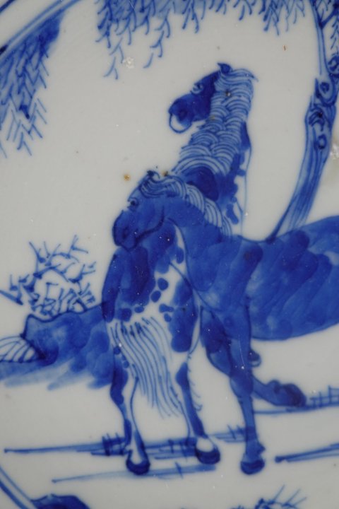 古玩陶瓷馬紋青花碗真品鑒賞圖