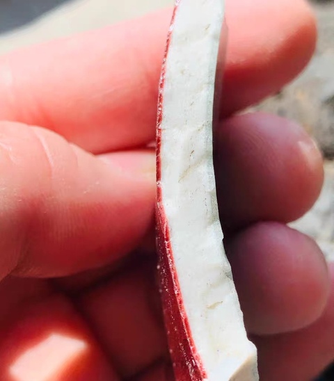 古玩陶瓷乾隆郎紅釉瓷片真品鑒賞圖