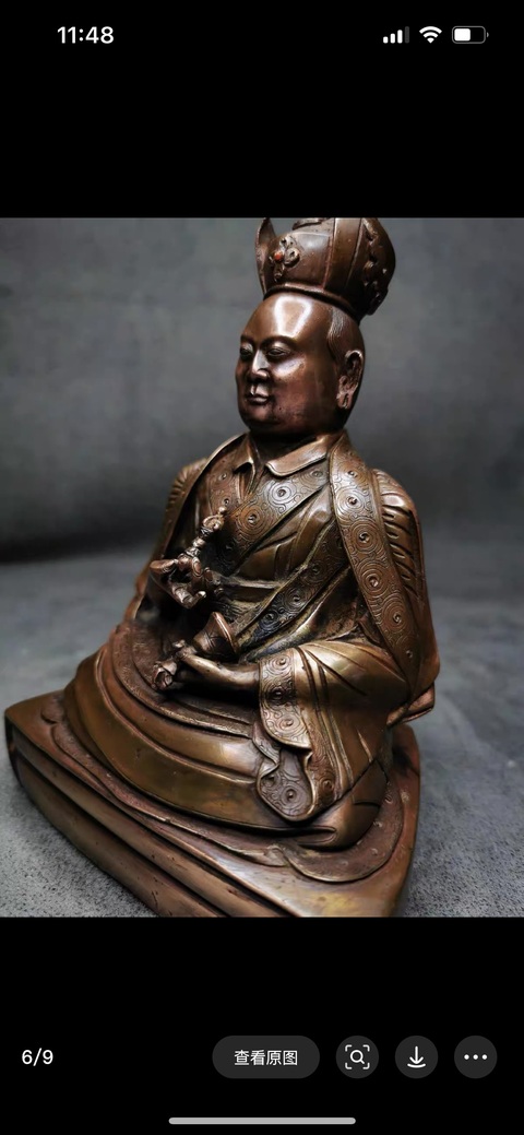 古玩銅器銅上師像真品鑒賞圖