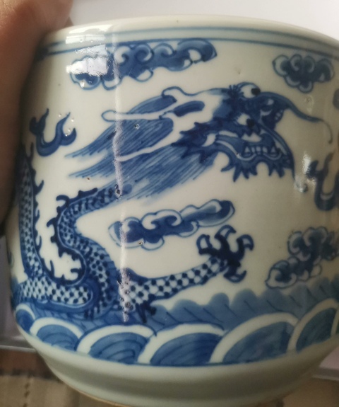 古玩陶瓷清晚·青花雙龍戲珠紋筒式爐 真品鑒賞圖