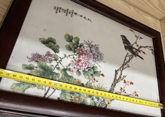 古玩陶瓷民國 粉彩花鳥紋瓷板真品鑒賞圖