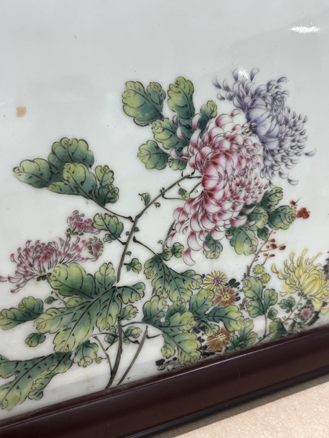 古玩陶瓷民國 粉彩花鳥紋瓷板真品鑒賞圖