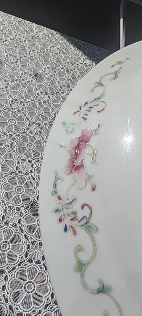 古玩陶瓷晚清粉彩盤真品鑒賞圖