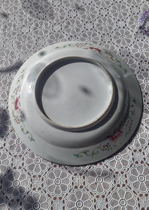 古玩陶瓷晚清粉彩盤真品鑒賞圖
