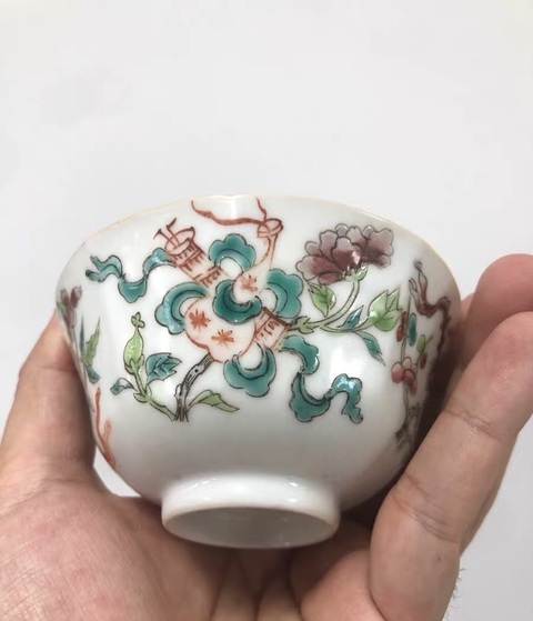 古玩陶瓷清同治 粉彩博古紋碗真品鑒賞圖