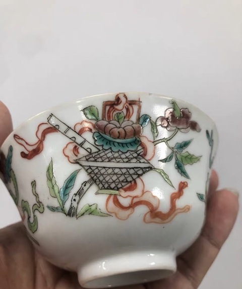 古玩陶瓷清同治 粉彩博古紋碗真品鑒賞圖