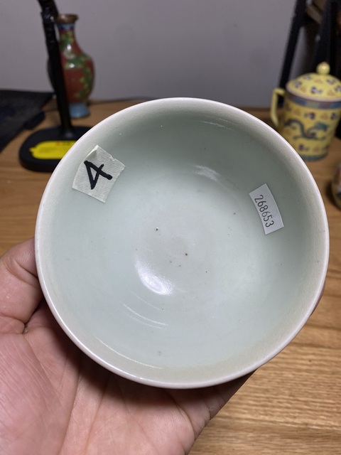 古玩陶瓷日本江戶青花花卉紋茶碗真品鑒賞圖