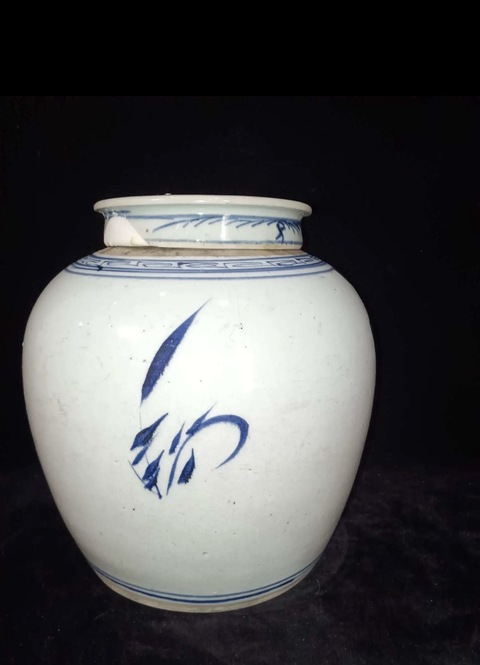 古玩陶瓷青花人物故事罐真品鑒賞圖