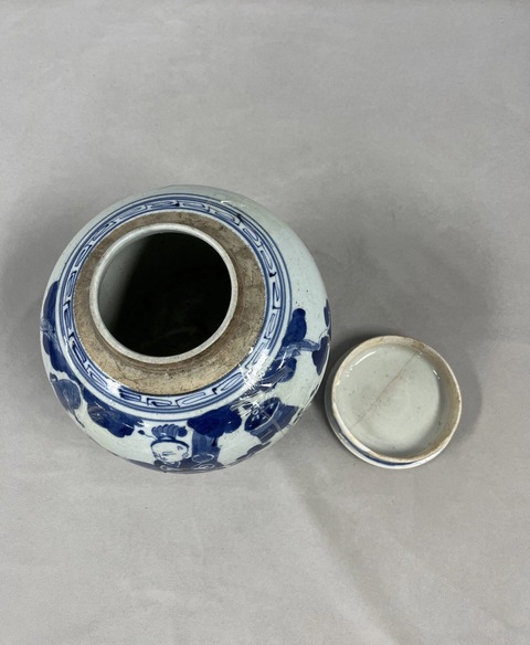 古玩陶瓷青花人物故事罐真品鑒賞圖