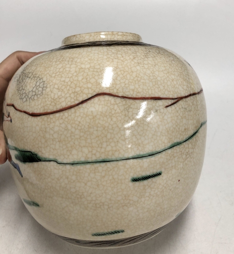 古玩陶瓷民國·哥釉五彩刀馬人物紋蓋罐拍賣，當前價格1699元