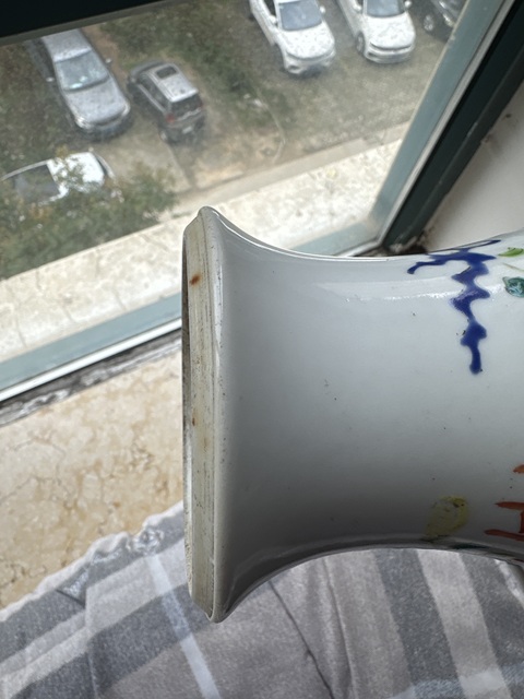 古玩陶瓷粉彩雞腿瓶真品鑒賞圖