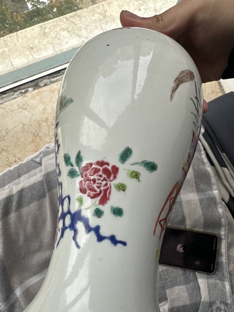 古玩陶瓷粉彩雞腿瓶真品鑒賞圖