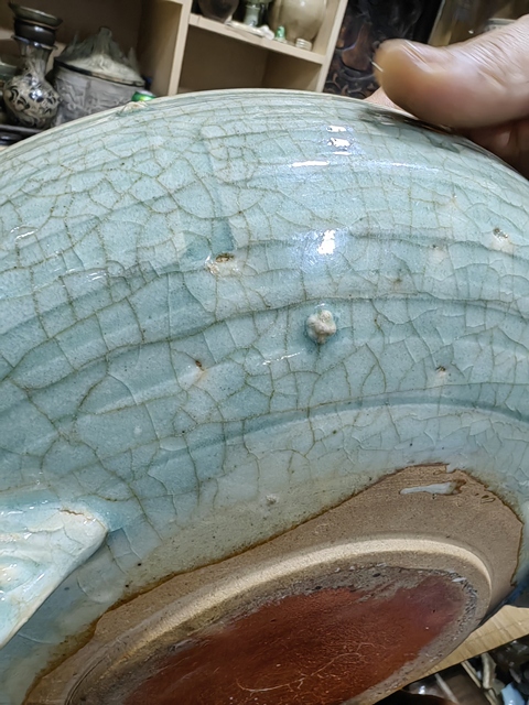 古玩陶瓷青釉八卦鼓丁爐真品鑒賞圖