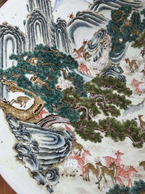 古玩陶瓷松鹿紋盤真品鑒賞圖