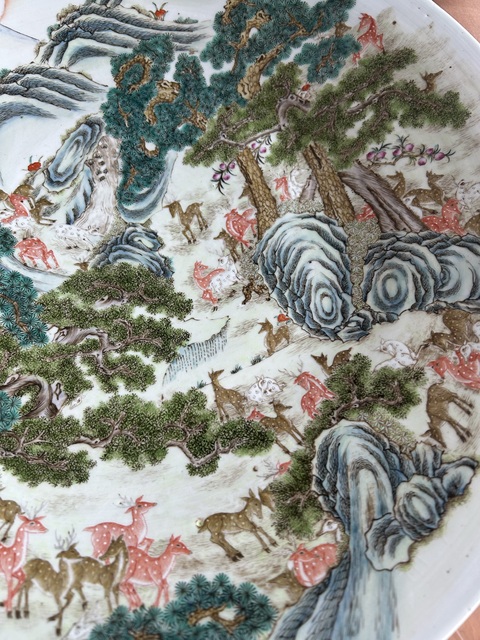 古玩陶瓷松鹿紋盤真品鑒賞圖