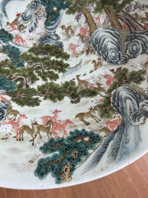 古玩陶瓷松鹿紋盤真品鑒賞圖