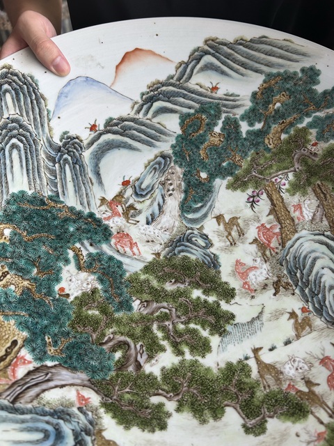 古玩陶瓷松鹿紋盤真品鑒賞圖