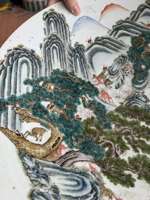 古玩陶瓷松鹿紋盤真品鑒賞圖