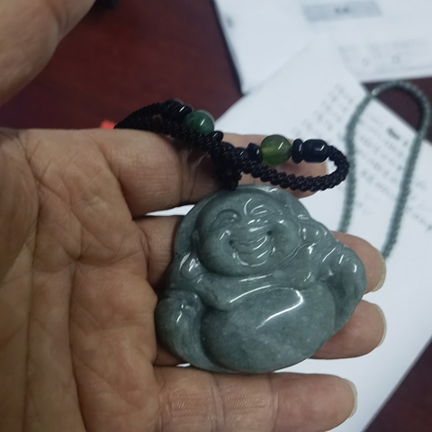 古玩玉器天然翡翠“佛公”掛件真品鑒賞圖