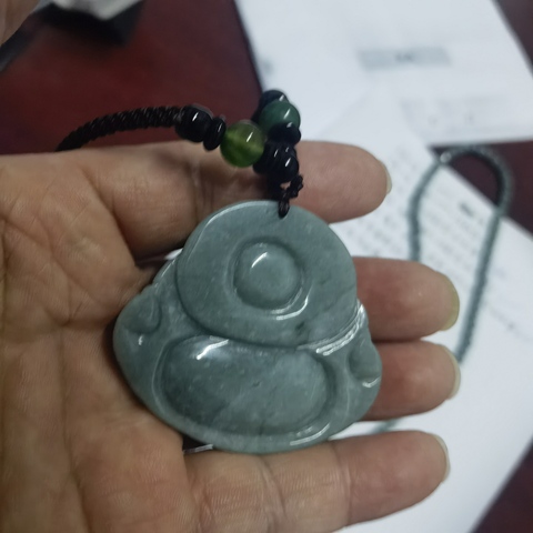 古玩玉器天然翡翠“佛公”掛件真品鑒賞圖
