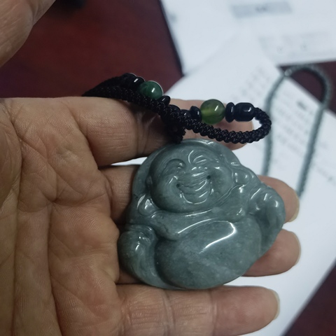 古玩玉器天然翡翠“佛公”掛件真品鑒賞圖