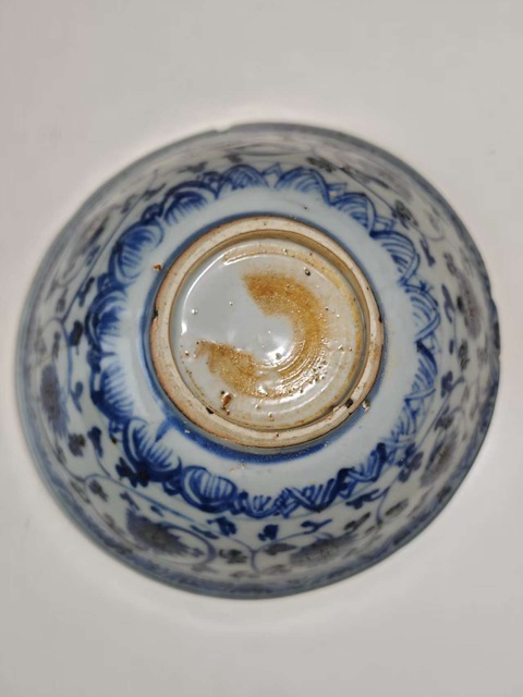 古玩陶瓷青花金剛十字杵茶碗真品鑒賞圖