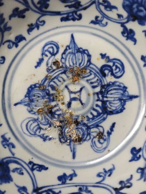 古玩陶瓷青花金剛十字杵茶碗真品鑒賞圖