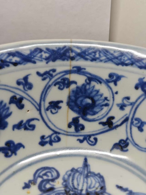 古玩陶瓷青花金剛十字杵茶碗真品鑒賞圖