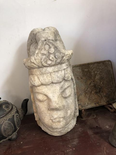 古玩玉器石雕佛頭真品鑒賞圖