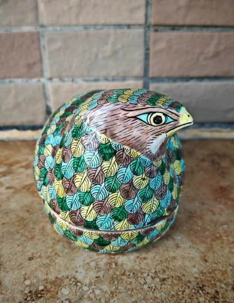 古玩陶瓷素三彩仿生瓷鳥真品鑒賞圖