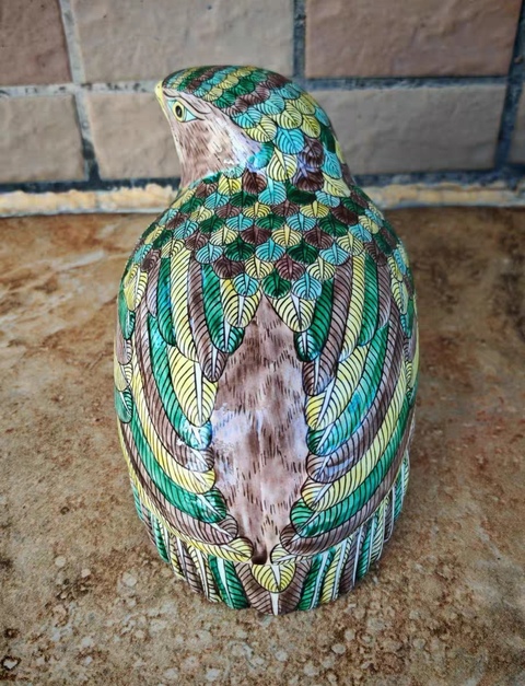 古玩陶瓷素三彩仿生瓷鳥真品鑒賞圖