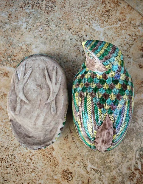 古玩陶瓷素三彩仿生瓷鳥真品鑒賞圖