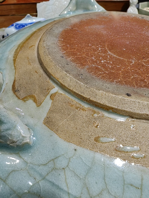 古玩陶瓷青釉八卦鼓丁爐真品鑒賞圖