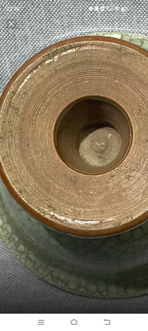 古玩陶瓷綠哥釉加彩魚藻紋高足杯真品鑒賞圖