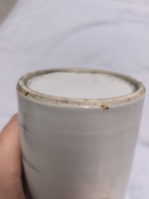 古玩陶瓷青花人物故事紋筆筒真品鑒賞圖