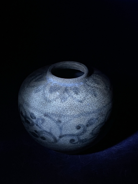 古玩陶瓷明早期安南窯青花水盂真品鑒賞圖