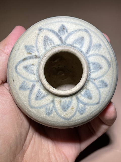 古玩陶瓷明早期安南窯青花水盂真品鑒賞圖