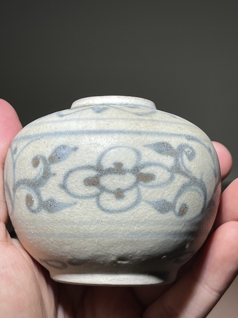 古玩陶瓷明早期安南窯青花水盂真品鑒賞圖