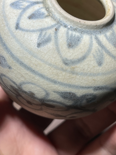 古玩陶瓷明早期安南窯青花水盂真品鑒賞圖