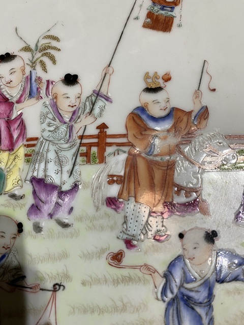 古玩陶瓷粉彩瓷板真品鑒賞圖