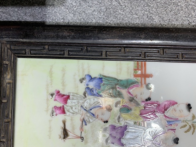 古玩陶瓷粉彩瓷板真品鑒賞圖