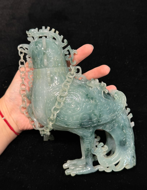 古玩玉器翡翠雕“鳳尊”真品鑒賞圖