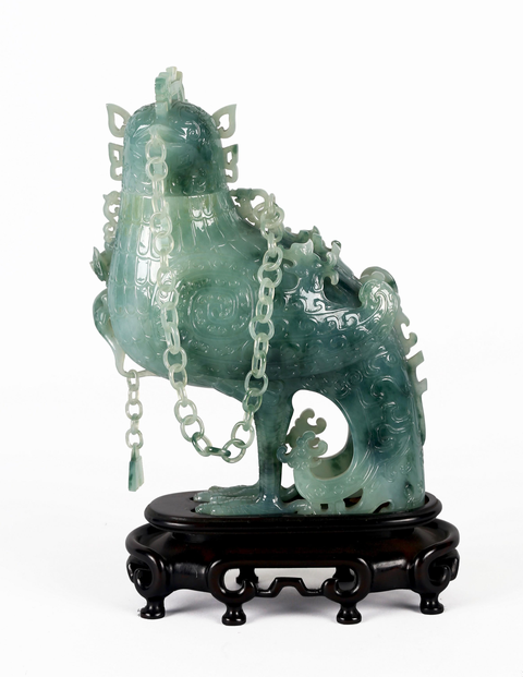 古玩玉器翡翠雕“鳳尊”真品鑒賞圖