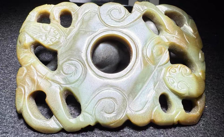 古玩玉器玉雙螭龍璧真品鑒賞圖