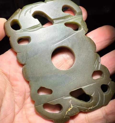 古玩玉器玉雙螭龍璧真品鑒賞圖