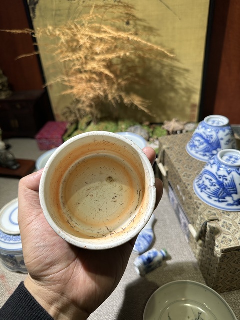 古玩陶瓷青花高士圖三足爐真品鑒賞圖