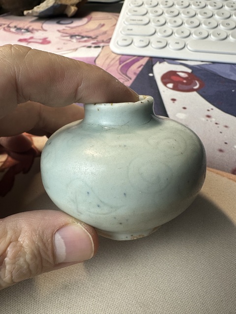 古玩陶瓷青白釉刻花水盂拍賣，當前價格4800元