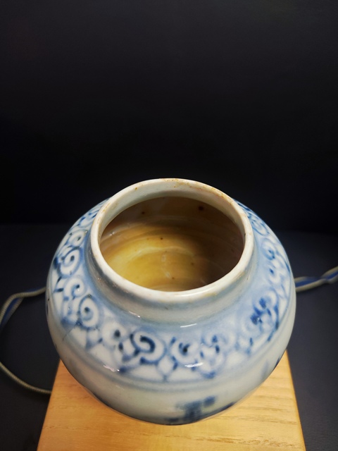 古玩陶瓷明成化青花游魚(yú)紋罐拍賣(mài)，當(dāng)前價(jià)格3580元